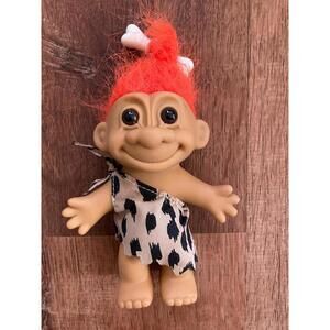 Russ Troll Doll 5" Vinyl Troll Cave Girl ~ Pebbles  GUC